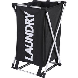Decopatent® Wasmand Laundry met afsluitbaar vak - 30 L - Wasmanden 1 vak - Badkamer - Opvouwbaar - Waszak - Wasmand 1 vak - Zwart