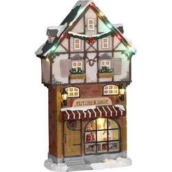 Luville Slagerij Kerstdorp - 16x7x27 cm - Polyresin