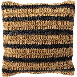 Dutch Decor ANTONY - Sierkussen 45x45 cm - strepen van raffia - Raven - zwart en bruin - Dutch Decor