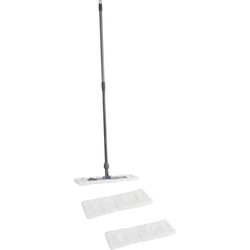 Vloermopset met telescoopsteel - 3x microvezelmop / vlakmop - 45x15 cm - Vloermoppen