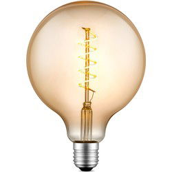 Edison Vintage LED filament lichtbron Globe - Amber - G125 Spiraal - Retro LED lamp - 12.5/12.5/17cm - geschikt voor E27 fitting - Dimbaar - 4W 280lm 2700K - warm wit licht