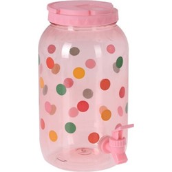 Drank dispenser/limonadetap - met tapje - kunststof - 3750 ml - roze - H27 x D19 cm - Drankdispensers