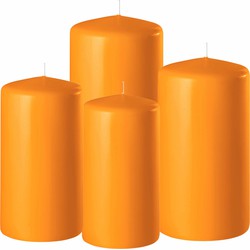 4x stuks oranje stompkaarsen 8-10-12-15 cm - Stompkaarsen