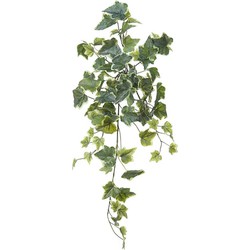 Louis Maes kunstplant met blaadjes hangplant Klimop/hedera - groen/wit - 58 cm - Kunstplanten