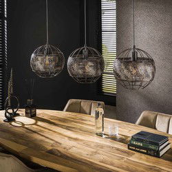Hanglamp Zwart/Bruin - 3-Lichts - 115x30x150cm