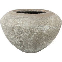 PTMD Bjorn grijze gladde keramieke pot bal rond maat in cm: 38x38x26
