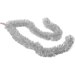 Kerstslingers - glitter zilver - folie - 180 x 7 cm - kerstboom versiering/guirlandes - Kerstslingers