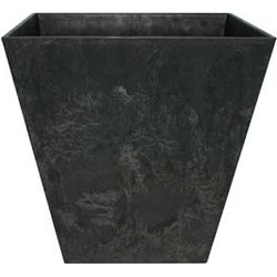 2 stuks - Bloempot Pot Ella zwart 15 x 15 cm - Artstone