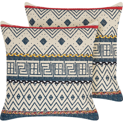 SOUK - Sierkussen set van 2 - Multicolor - 50 x 50 cm - Katoen