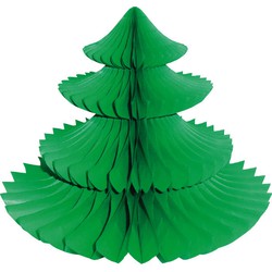 Kerstboom tafeldecoratie -groen - 16 x 20 cm - papier - Feestdecoratievoorwerp