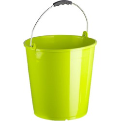 Set van 5x stuks emmers lime groen 15 liter 32 x 31 cm schoonmaakartikelen - Emmers