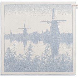 Knit Factory Molens Gebreide Keukendoek - Keukenhanddoek - Ecru/Licht Grijs - 50x50 cm