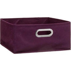 Opbergmand/kastmand 14 liter aubergine paars linnen 31 x 31 x 15 cm - Opbergmanden