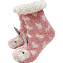 Textino UNICORN - Huissokken maat 31/34 - antislip - met sherpa voering - Seashell Pink - Textino