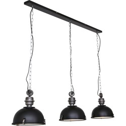 Industriële Hanglamp - Steinhauer - Glas - Industrieel - E27 - L: 165cm - Voor Binnen - Woonkamer - Eetkamer - Zwart