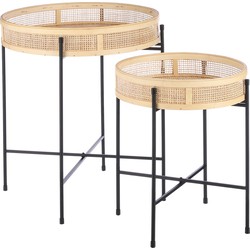 Mica Decorations Leandro Bijzettafel - Set van 2 - H53 x Ø45 cm - Zwart