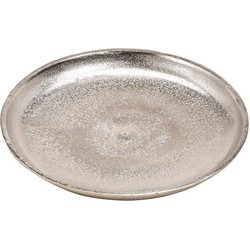 Decoratief aluminium rond dienblad zilver 20 cm - Kaarsenplateaus