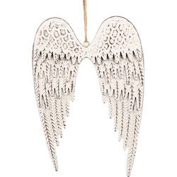 Clayre & Eef Decoratie Hanger Vleugels 12 cm Wit IJzer