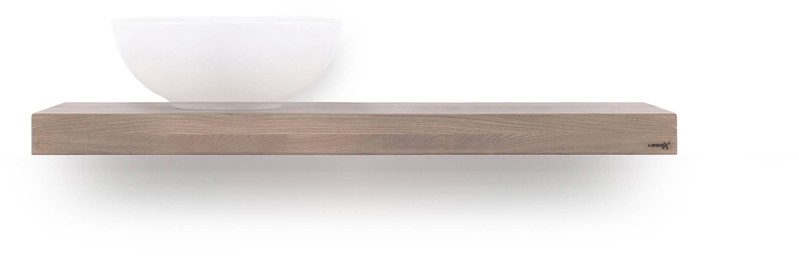 Looox Wooden Base Shelf Solo Eiken 100 cm Old Grey/RVS - 