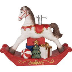 Clayre & Eef Kerstboom Standaard Hobbelpaard 73x21x61 cm Wit Keramisch materiaal