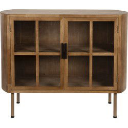 Dressoir Bruin Rubberhout - 2 Deurs - 100x38x80cm - Yaz