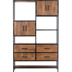 Wandkast Mangohout - 120x40x190cm - Metalen Frame - Kast Brandy