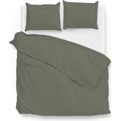 Zo!Home Dekbedovertrek Satinado Army Green 240 x 200 220 cm + 2 slopen 60 x 70 cm