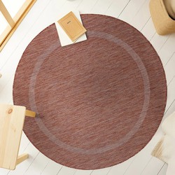 Relax Uni Binnen en Buiten - Rond Vloerkleed - Indoor & Outdoor - Laagpolig Effen - Rood- 120 CM ROND