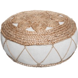 Atmosphera Vloerkussen Rituals - beige - jute/katoen - 43 x 18 cm - Extra dik rond grond zitkussen - Vloerkussens