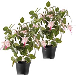 2x Lichtroze fuchsia kunstplant in pot 30 cm voor binnen - Kunstplanten