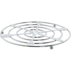 Items Pannenonderzetter - zilverkleurig - metaal - 20 cm - rond - Panonderzetters