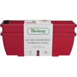 RIVIERA EVA bloembak - Set van 2 plantenbakken - Kunststof - 57 cm - Rood