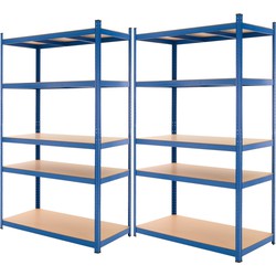 Werkplaatsplank blauw, 200x100x50 cm, gemaakt van gepoedercoat metaal en MDF-hout, tot 350 kg