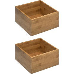 Set van 2x stuks opberg/sorteer/kast/lade verdelers vakjes bamboe hout 18 x 18 x 9.5 cm - Make-up dozen