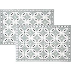Set van 12x stuks placemats mozaiek grijs vinyl 45 x 30 cm - Placemats