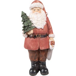 Clayre & Eef Beeld Kerstman 14 cm Rood Polyresin Kerstfiguren