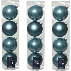 16x stuks glazen kerstballen ijsblauw (blue dawn) 10 cm mat/glans - Kerstbal
