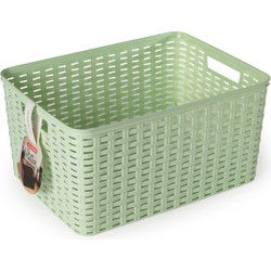 Plasticforte Opbergmand - Kastmand - rotan kunststof - lichtgroen - 18 Liter - 29 x 39 x 20 cm - Opbergmanden