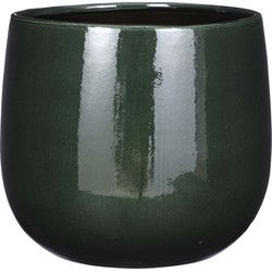 Mica Decorations Plantenpot - keramiek - groen glans - D26/H24 cm - Plantenpotten