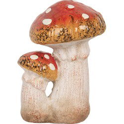 Clayre & Eef Decoratie Paddenstoel Rood Wit Keramiek