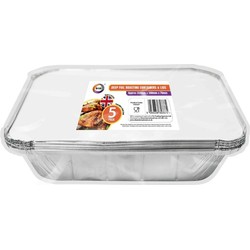 DID Meal prep bewaar bakjes - Aluminium - 5x - 32x26x7cm - met deksel - Vershoudbakjes