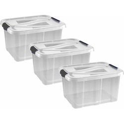 3x Stuks kunststof stapelbare opbergbakken 30 liter 49 x 39 x 26 cm - Opbergbox