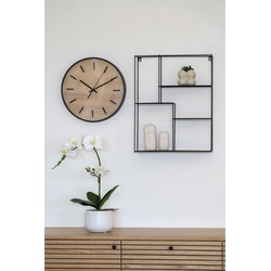 QUVIO Wandklok hout look – Kunststof – Glas – ø35 cm – Zwart