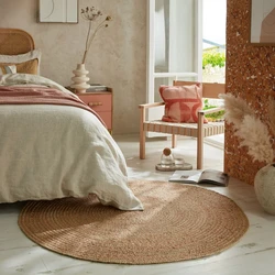 Rond Jute vloerkleed - Capri Naturel / Terracotta - 133 CM ROND