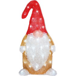 Kerstverlichting Led figuren voor buiten gnome/dwerg 19 x 22 x 44 cm met 60 lampjes helder wit - kerstverlichting figuur