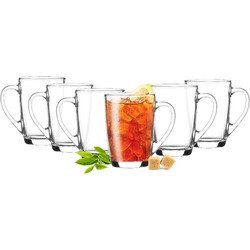 Glasmark Theeglazen/koffie glazen York - transparant glas - 6x stuks - 300 ml - Koffie- en theeglazen