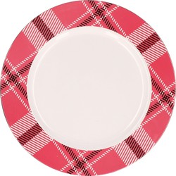Bord kunststof roze/wit motief 33 cm - Kaarsenplateaus