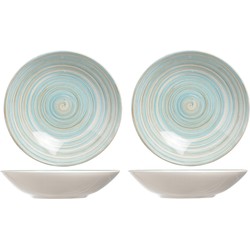 4x stuks ronde diepe borden/soepborden Turbolino blauw 21 cm - Diepe borden