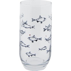 Clayre & Eef Waterglas  Ø 7x14 cm / 380 ml Transparant Glas Vissen Longdrinkglas