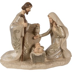 Clayre & Eef Beeld Kerstgroep 23 cm Beige Polyresin Kerstdecoratie